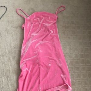 Hot pink mini velvet dress